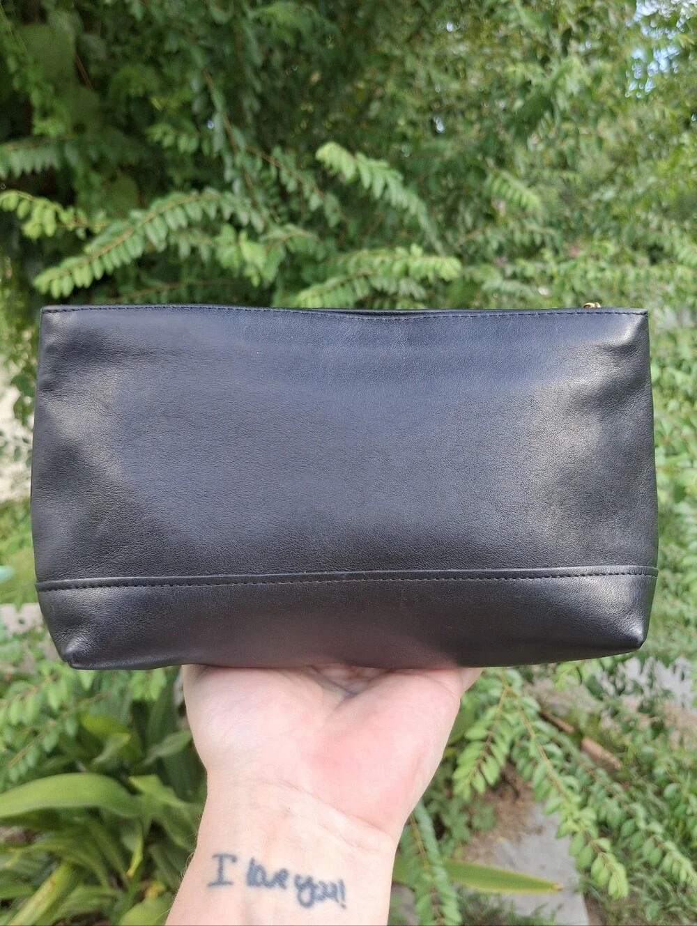 Vintage 90's Coach Black Glove-Tanned Leather Large Cosmetic Case Pouch #7172